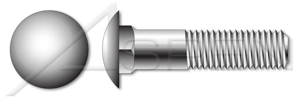 (4 pcs) 1/2'-13 X 2-1/2', Carriage Bolts, Round Head, Square Neck, 316 Stainless Steel