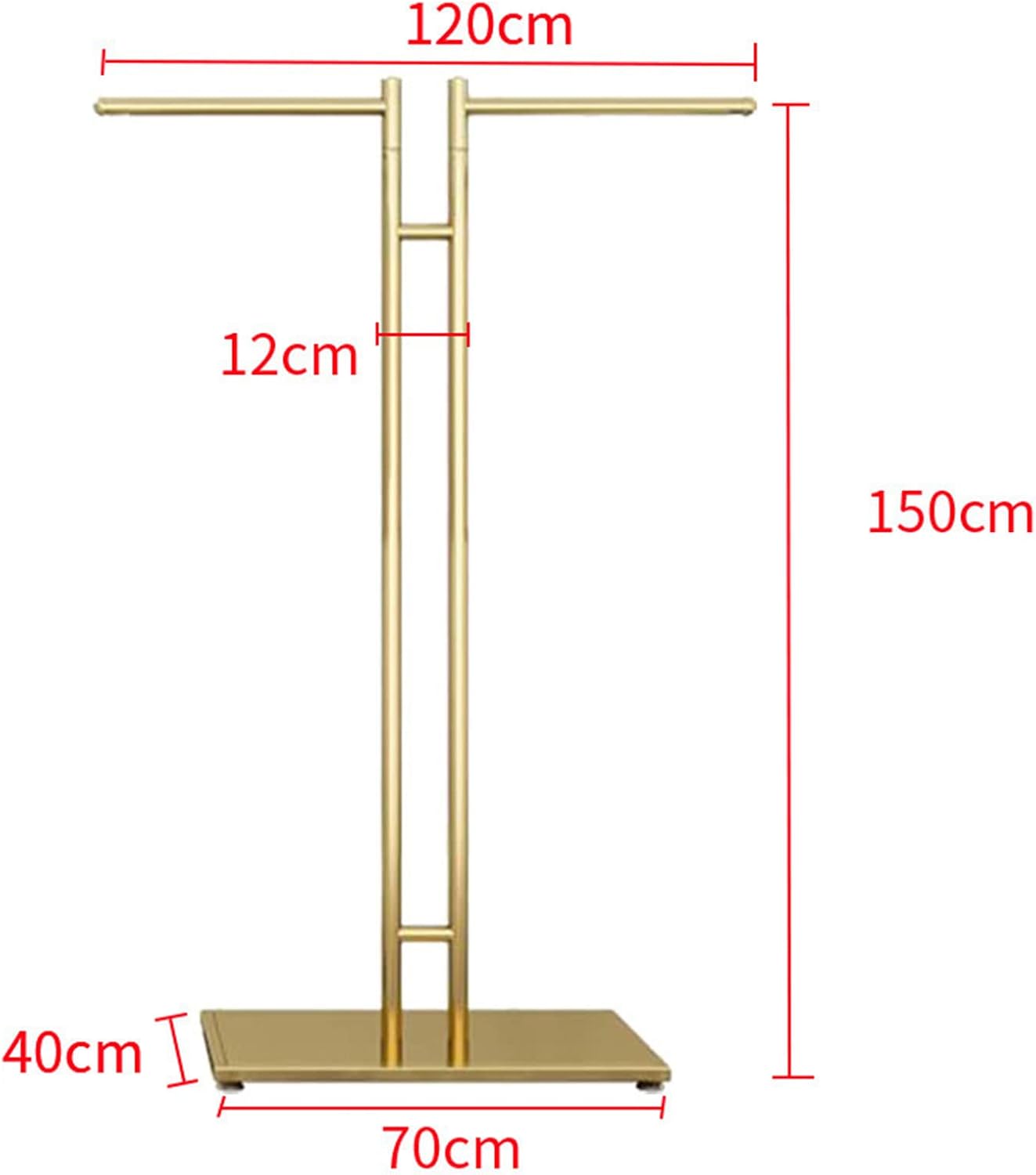 Freestanding Clothing Store Display Stands Garment Rack, Retail Clothes Hanger Entrance Porch Organization Hanging Rod,Creative Gold 2-Way Suit Shirt Clothing Rack for Boutique/Laundry