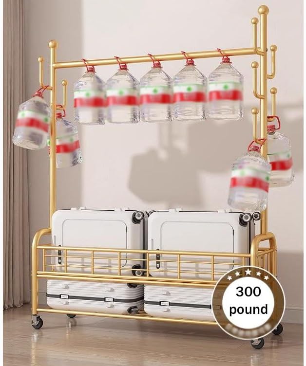 Clothes Rack, Garment Rack On Wheels,Sturdy Metal Frame for Hanging Clothes Such As Coats、Skirts、Shirts、Sweaters、Shoes、Bags、Scarves、etc,Gold Color，Golden 2 80cm
