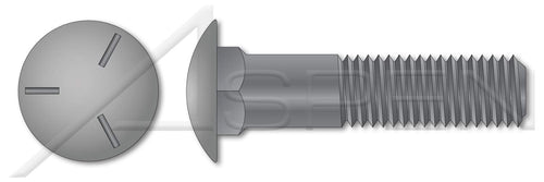 (100 pcs) 1/2'-13 X 7-1/2', Carriage Bolts, Round Head, Square Neck, Undersized Body, Part Thread, Grade 5 Steel, Plain