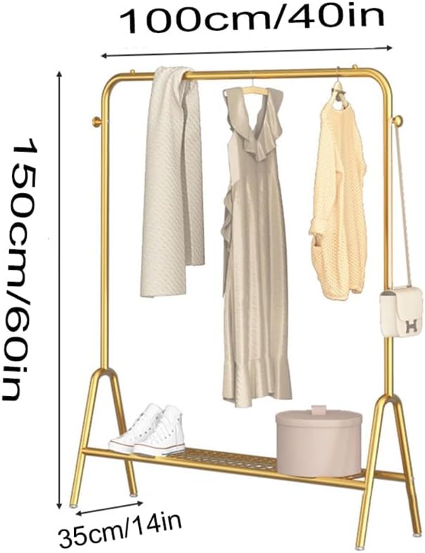 Heavy-Duty Metal Clothing Rack with Bottom Shelf - Versatile Garment Rack for Shirts, Jeans, Coats, and More - Sturdy Storage Solution for Organized Closets