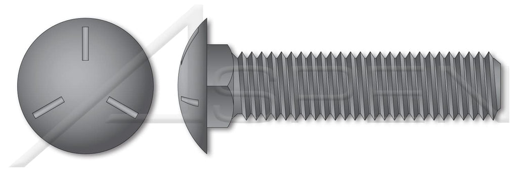 (120 pcs) 1/2'-13 X 6, Carriage Bolts, Round Head, Square Neck, Undersized Body, Full Thread, Grade 5 Steel, Plain