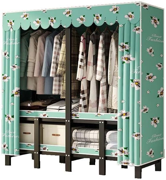 HUHJYUGE Wardrobe Closet with Cover, Portable Wardrobe Closet for Bedroom, Freestanding Clothes Garment Rack, Clothes Storage Organizer Shelves, Heavy Duty Closet Storage Organizer, for Cloakroom