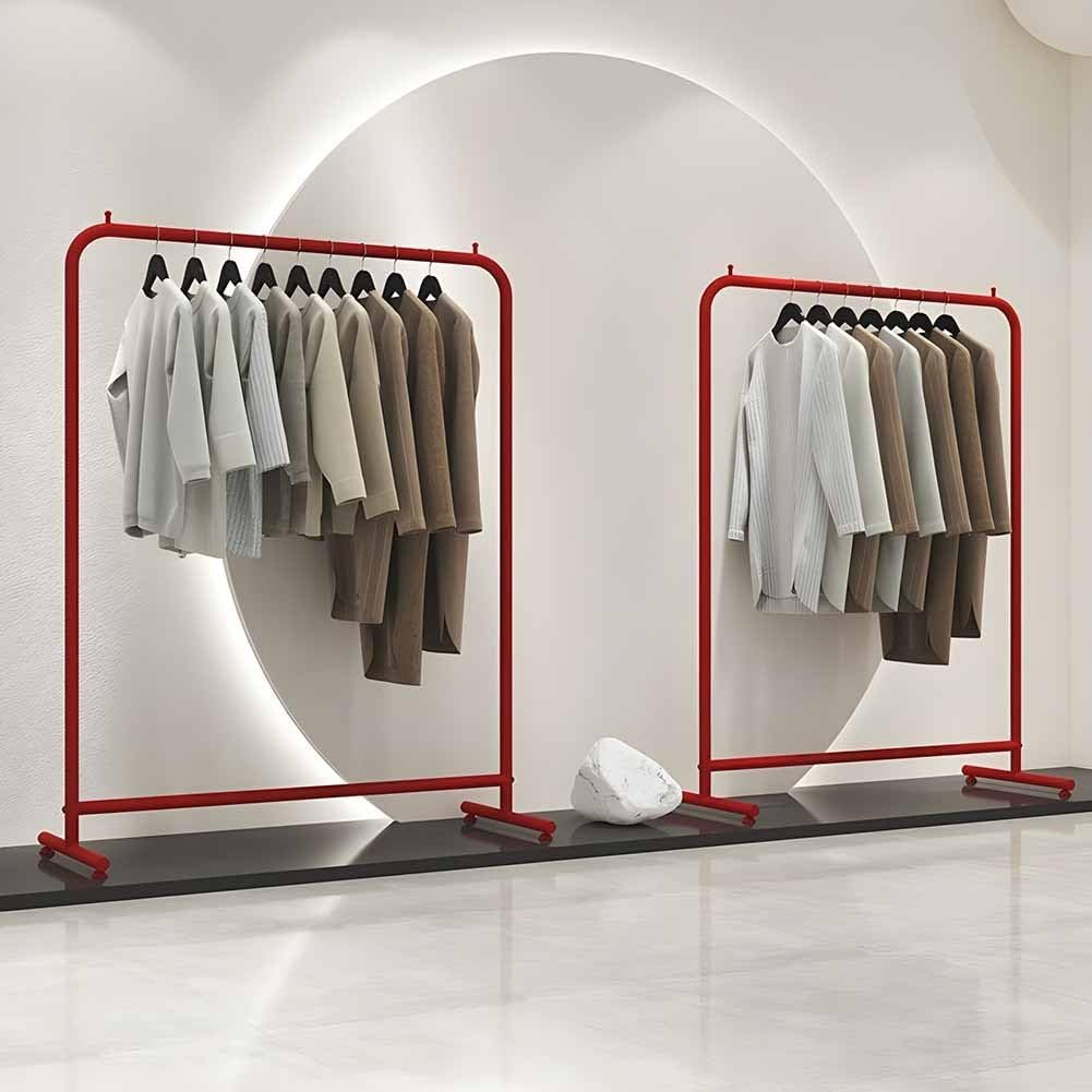 Freestanding Garment Display Retail Rack, Standing Hanging Stand, Multi-Purpose Metal Shelf, Hanging Clothes Organizer Rail for Display and Storage(80x40x150 cm)