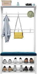 Exquisite Clothes Rail Rack Coat Rack with Shoe Shelf Bench, Freestanding Garment Rack with 8 Hooks Industrial Hat Handbag Hanger for Narrow Hallway, Bedroom (Color : WHITE, Size : 80x30x172