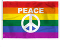 AGAS Large Rainbow Peace Sign Pride Flag 8x12 Ft - Printed 200D Nylon - Rope Thimble Brass Grommet Stitched Edges Fade Proof Sharp Colors - Large Size Indoor/Outdoor Peace Symbol Pride flag