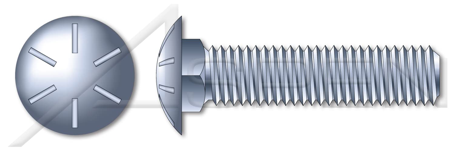 (100 pcs) 1/2'-13 X 3, Carriage Bolts, Round Head, Square Neck, Full Thread, Grade 8 Steel, Zinc