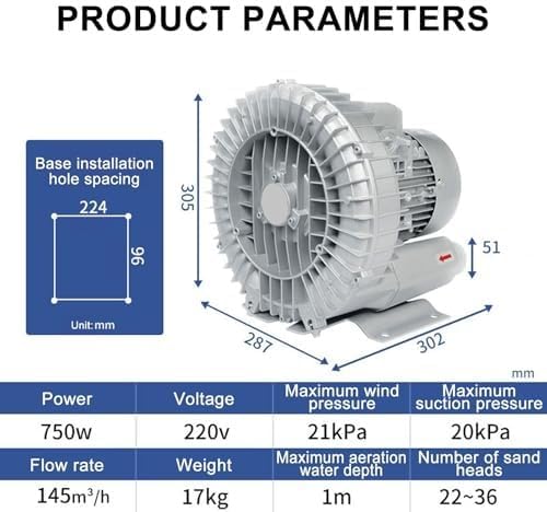 220V High-Efficiency Regenerative Blower, Vortex Vacuum Pump for Sewage Aeration & Wastewater Treatment, Industrial Air Pump for Optimal Performance