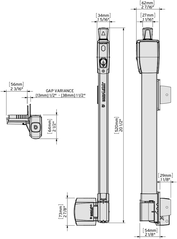 D&D Technologies ML3TPKAWT MagnaLatch Top Pull 20-inch Gate Latch, Magnetic Lock System, Professional-Grade Pool & Child Safety Gate Latch, Weather-Resistant Hardware, Any Square Gate Frame and Post