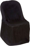 Tableclothsfactory 100 PCS Black Linen Polyester Folding Chair Cover Dinning Chair Slipcover for Wedding Party Event Banquet Catering