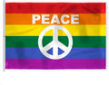 AGAS Large Rainbow Peace Sign Pride Flag 10x15 Ft - Printed 200D Nylon - Rope Thimble Brass Grommet Stitched Edges Fade Proof Sharp Colors - Big Size Peace Symbol Pride flag