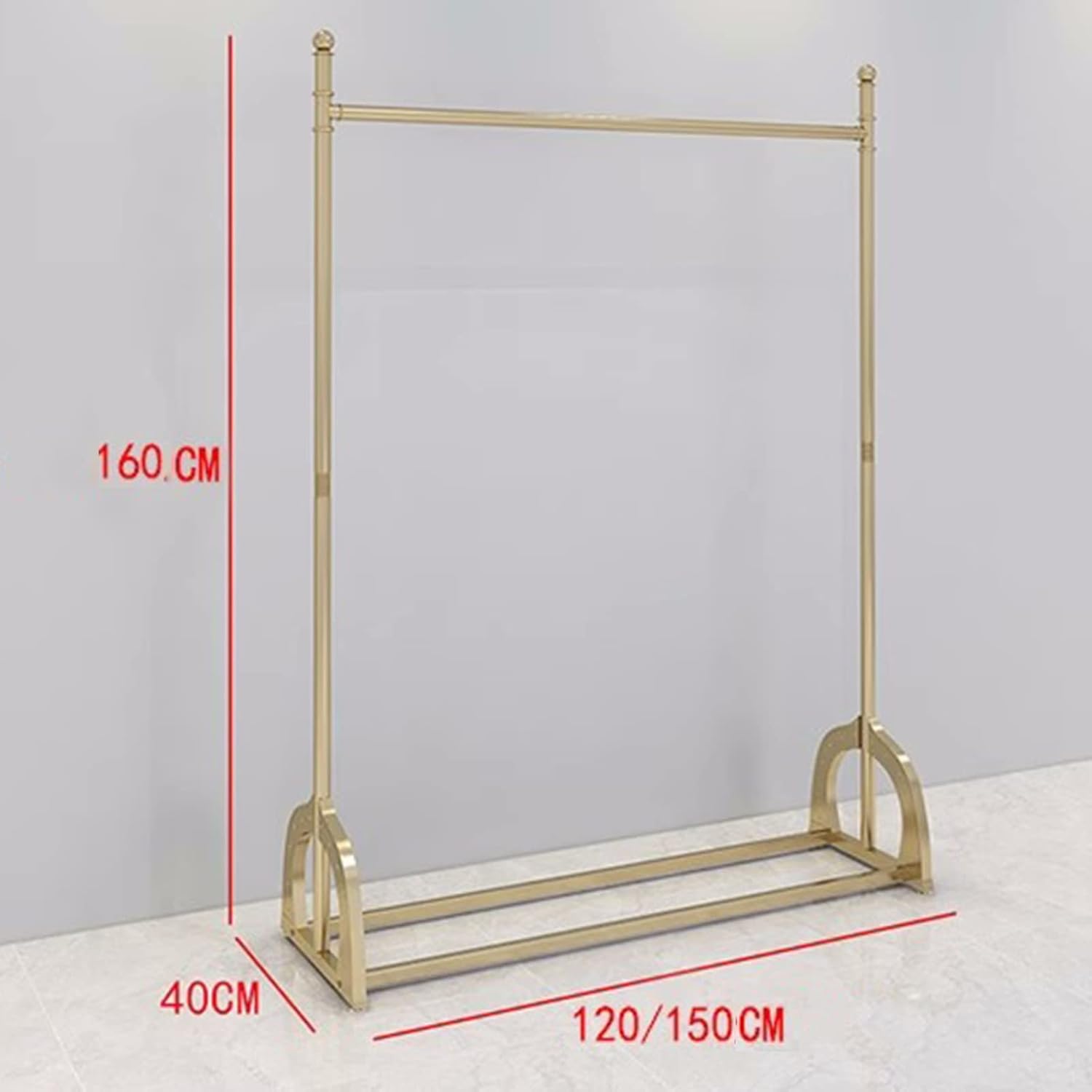 Heavy duty Garment rack Commercial Grade Clothes Rail, Gold Metal Clothing Rack For Hanging Clothes, Freestanding Single Rod Coat Rack Stand, Bedroom And Boutique Hanging Racks Hanger ( 120X40X160CM)