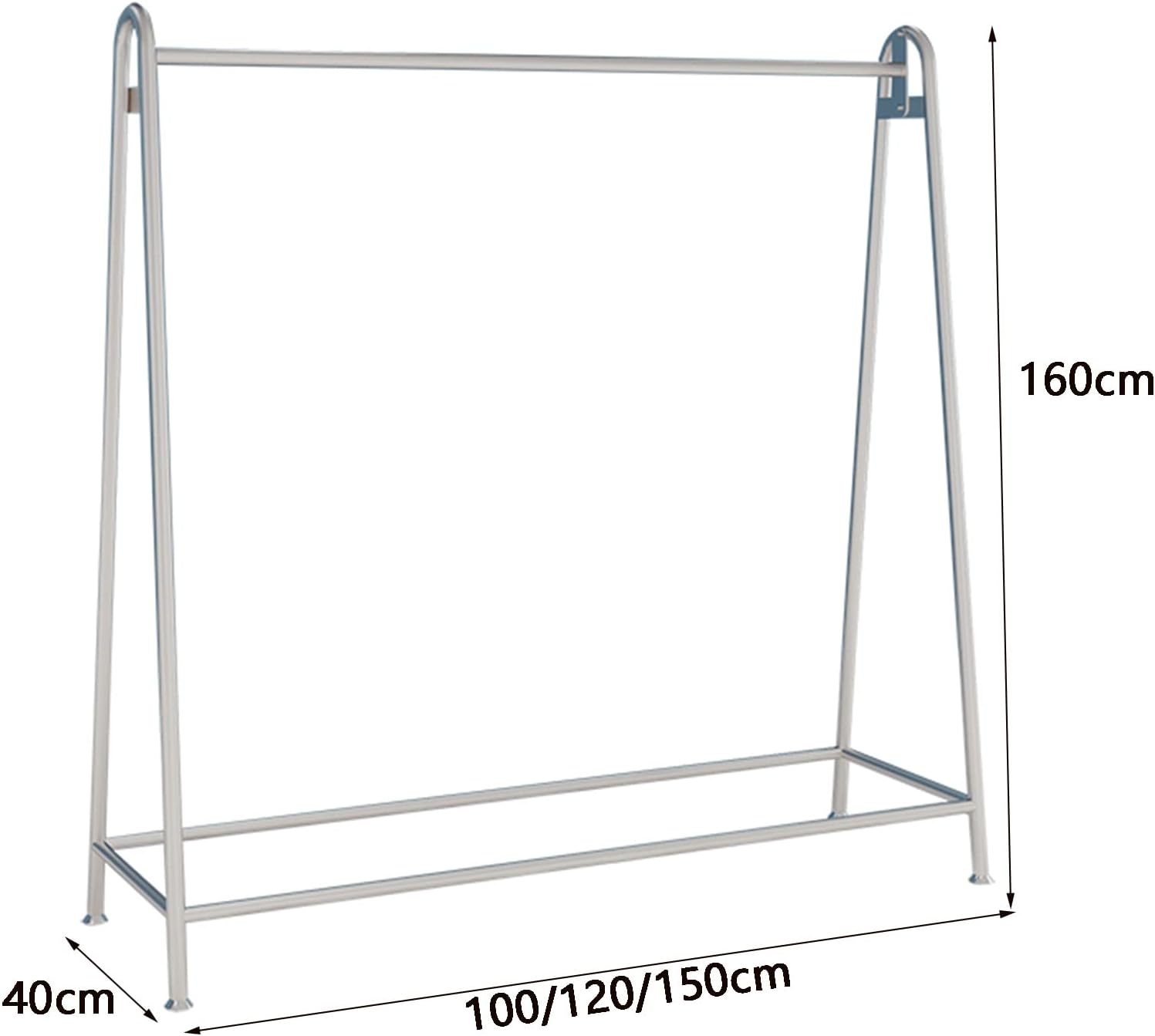 Heavy duty Garment rack Silver Metal Clothes Rail Nordic Modern Clothing Rack For Hanging Clothes Freestanding Coat Rack For Bedroom Living Room And Boutique Easy To Assemble Clothes Organizer ( 150X
