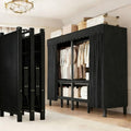 49.2in Heavy Duty Clothes Rack with Black Cover Foldable Covered Clothes Rack for Hanging Clothes Portable Wardrobe Closet System Freestanding Coat Storage Garment Racks for Bedroom (Black, 49.2in)