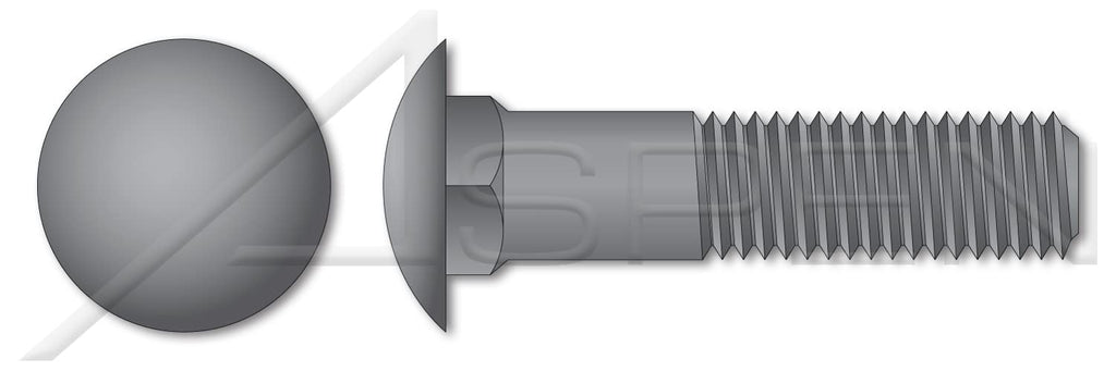 (120 pcs) 1/2'-13 X 6-1/2', Carriage Bolts, Round Head, Square Neck, Undersized Body, Part Thread, A307 Steel, Plain