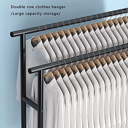 Industrial Heavy Duty Clothes Rack with Shelves Free Standing Metal Coat Rack for Garment Storage Black (100x40x151cm)