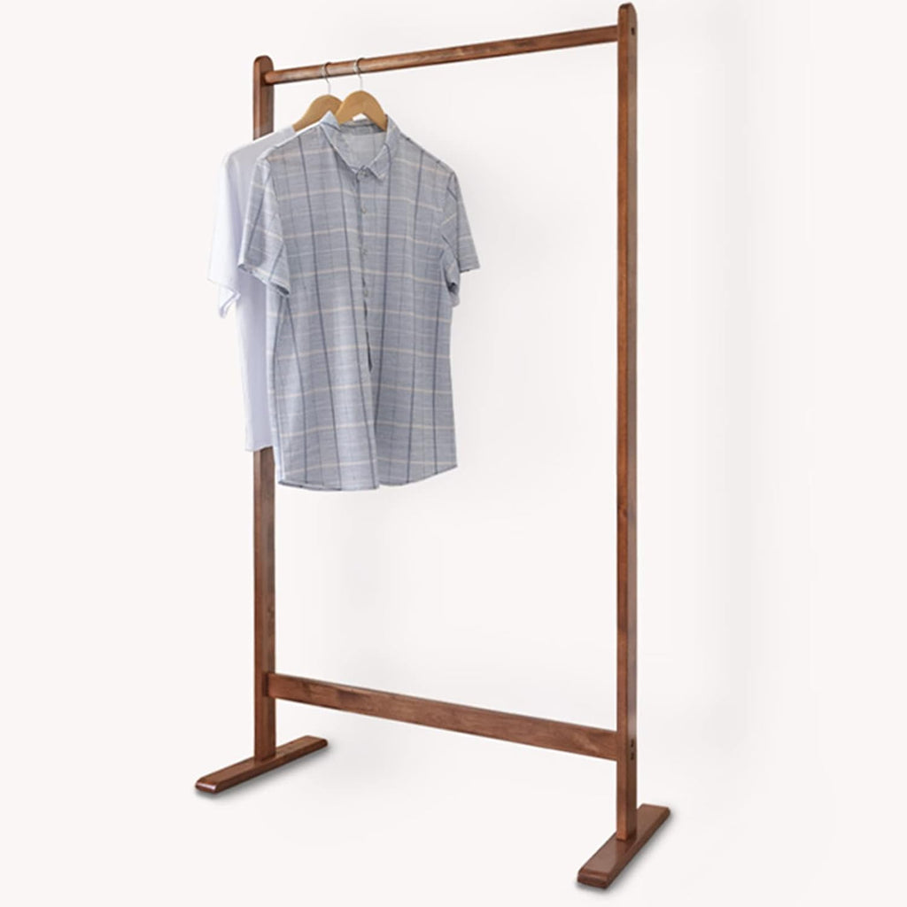 Heavy Duty Garment Rack Solid Wood Clothing Rack for Hanging Clothes Large Capacity Clothes Rail for Bedrooms and Entryway Freestanding Coat Rack, Easy to Assemble (Walnut Color 85X38X150CM)