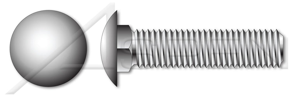 (100 pcs) M10-1.5 X 75mm, DIN 603 / ISO 8677, Metric, Carriage Bolts, Round Head, Square Neck, Full Thread, A4 Stainless Steel