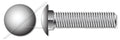 (100 pcs) M10-1.5 X 75mm, DIN 603 / ISO 8677, Metric, Carriage Bolts, Round Head, Square Neck, Full Thread, A4 Stainless Steel