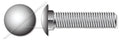 (300 pcs) 1/2'-13 X 2-1/4', Carriage Bolts, Round Head, Square Neck, Full Thread, Stainless Steel