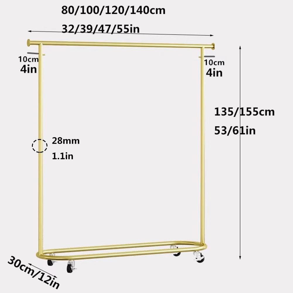 Heavy Duty Clothes Rack with Wheels, 30cm Wide Freestanding Metal Rolling Garment Rack for Coats, Shirts, Dress(Black,80x30x155cm)