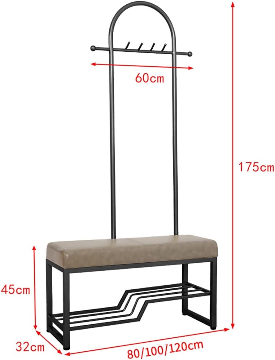 Generic Garment Rail Exquisite Clothes Rail Rack Freestanding Garment Rack With 6 Hooks Coat Rack With Shoe Shelf Bench Hat Bag Hanger For Narrow Hallway And Bedroom, 120cm