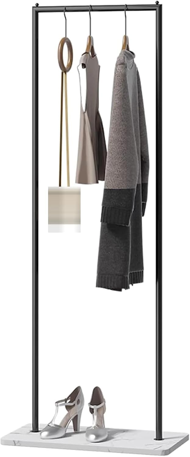 Heavy duty Garment rack Freestanding Coat Rack With Marble Base Nordic Modern Clothing Rack For Hanging Clothes Space Saving Clothes Rail Living Room Bedroom Clothes Organizer,60X30X150CM (Black )