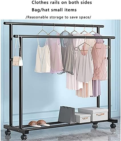 Industrial Heavy Duty Clothes Rack with Shelves Free Standing Metal Coat Rack for Garment Storage Black (100x40x151cm)