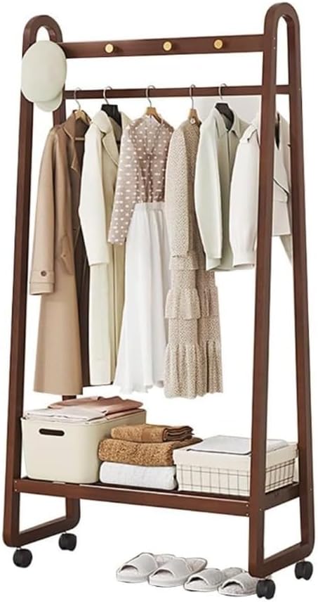 Slide Out Pants Rack Closet Hanger Bar Pull Trousers Tie Belts Scarf Racks Top Mounted Wardrobe Clothes for Closet Retractable,Stylish Bamboo Freestanding Garment Rack with 5 Shelves Space S