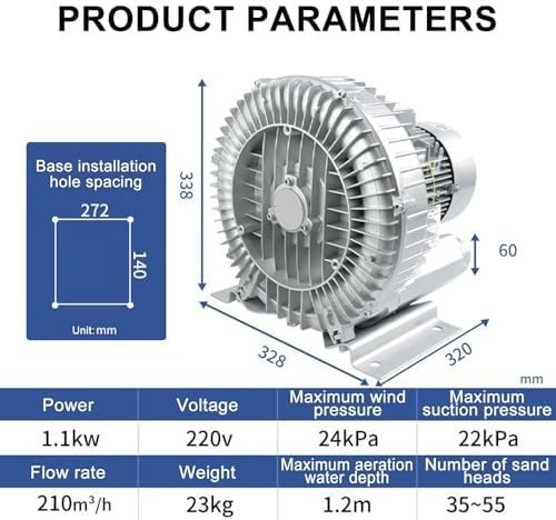 220V High-Efficiency Regenerative Blower, Vortex Vacuum Pump for Sewage Aeration & Wastewater Treatment, Industrial Air Pump for Optimal Performance
