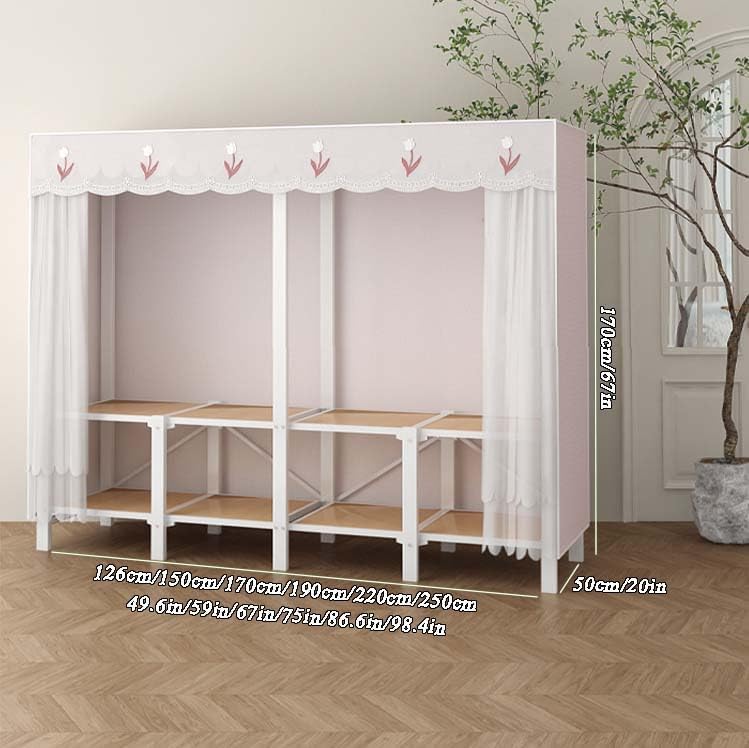 HUHJYUGE Portable Closets for Hanging Clothes, Free Standing Cloth Rack with Cover, Heavy Duty Wardrobe Metal Garment Rack, Spacious Large -Capacity Storage Space, for Bedroom Living Room