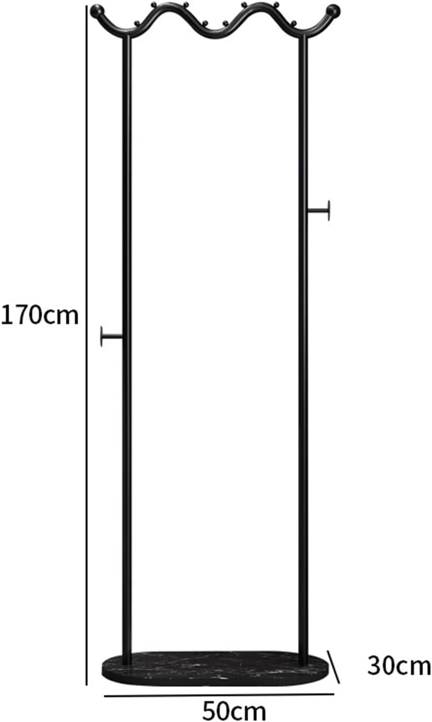 Heavy duty Garment rack Modern Metal Clothing Rack With Marble Base, Freestanding Coat Rack With Hanging Rod And 2 Hooks, Space Saving Clothes Organizer For Bedroom And Office, 50X30X170CM (Black )