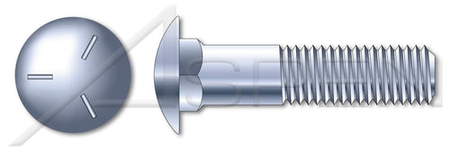 (10 pcs) 1/2'-13 X 15, Carriage Bolts, Round Head, Square Neck, Part Thread, Grade 5 Steel, Zinc