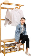 Generic Clothes Rack with Shoe Stand, Multi-Purpose Freestanding Garment Rack with Double Rail and Bench, for Boxes Shoes Boots, for Entryway Hallway/a/50Cm