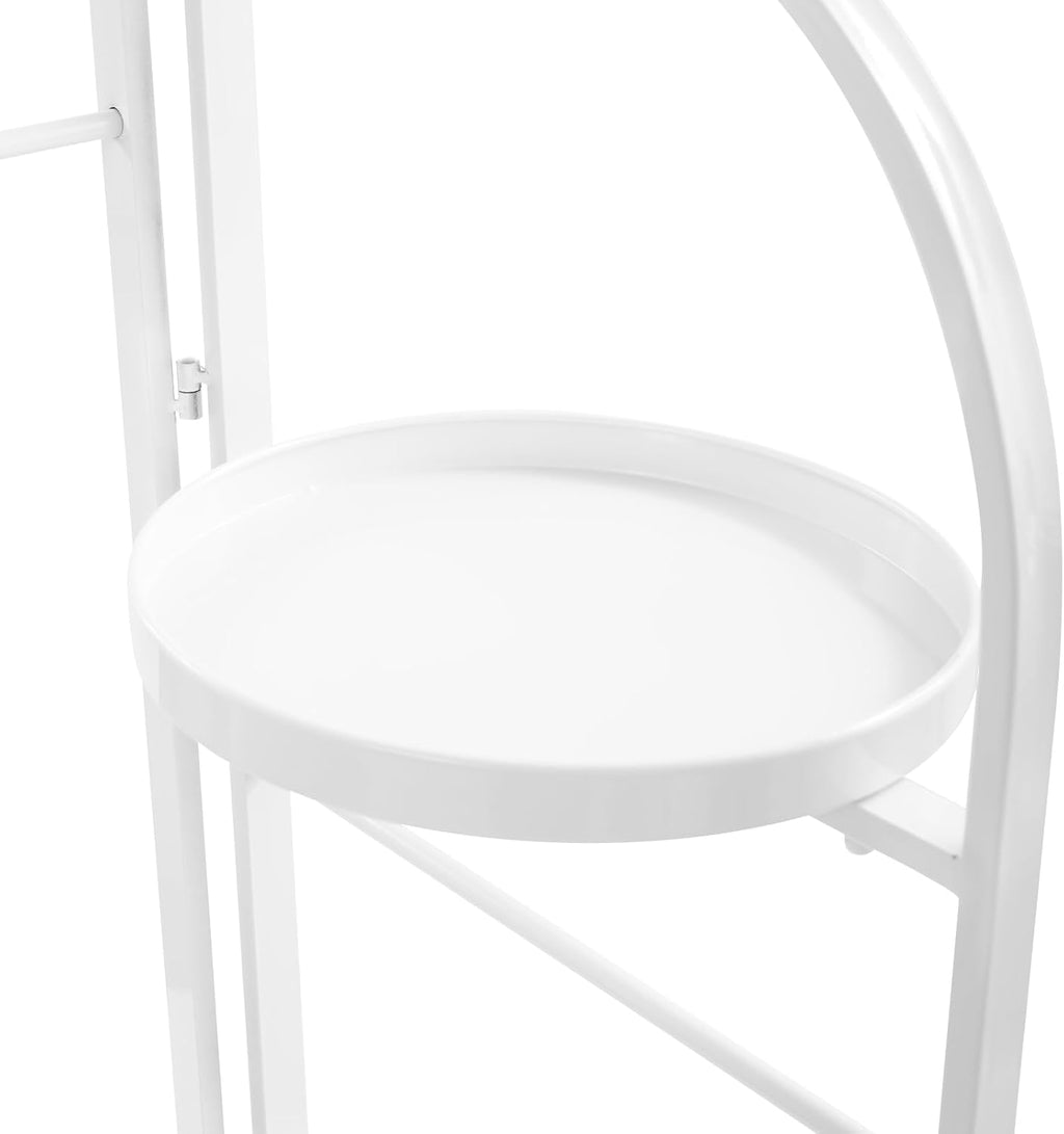 Clothes Display Stand, Metal Heavy Duty Freestanding Garment Rack Foldable Clothing Shelf Clothes Rack for Hanging Clothes Coats Skirts Shirts Sweaters (White)