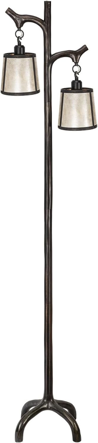 68' Farmhouse Floor Lamp With Mica Shade For Living Room,Modern Industrial Vintage Standing Floor Lamp for Bedroom ,Stepless Dimmable Rustic Tree Trunk Tall Lamp For Office,Living Room (Bulb Included)