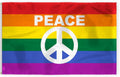 AGAS Large Rainbow Peace Sign Pride Flag 6x10 Ft - Printed 200D Nylon - Brass Grommets Stitched Edges - Peace Symbol Pride Banner for Indoor/Outdoor