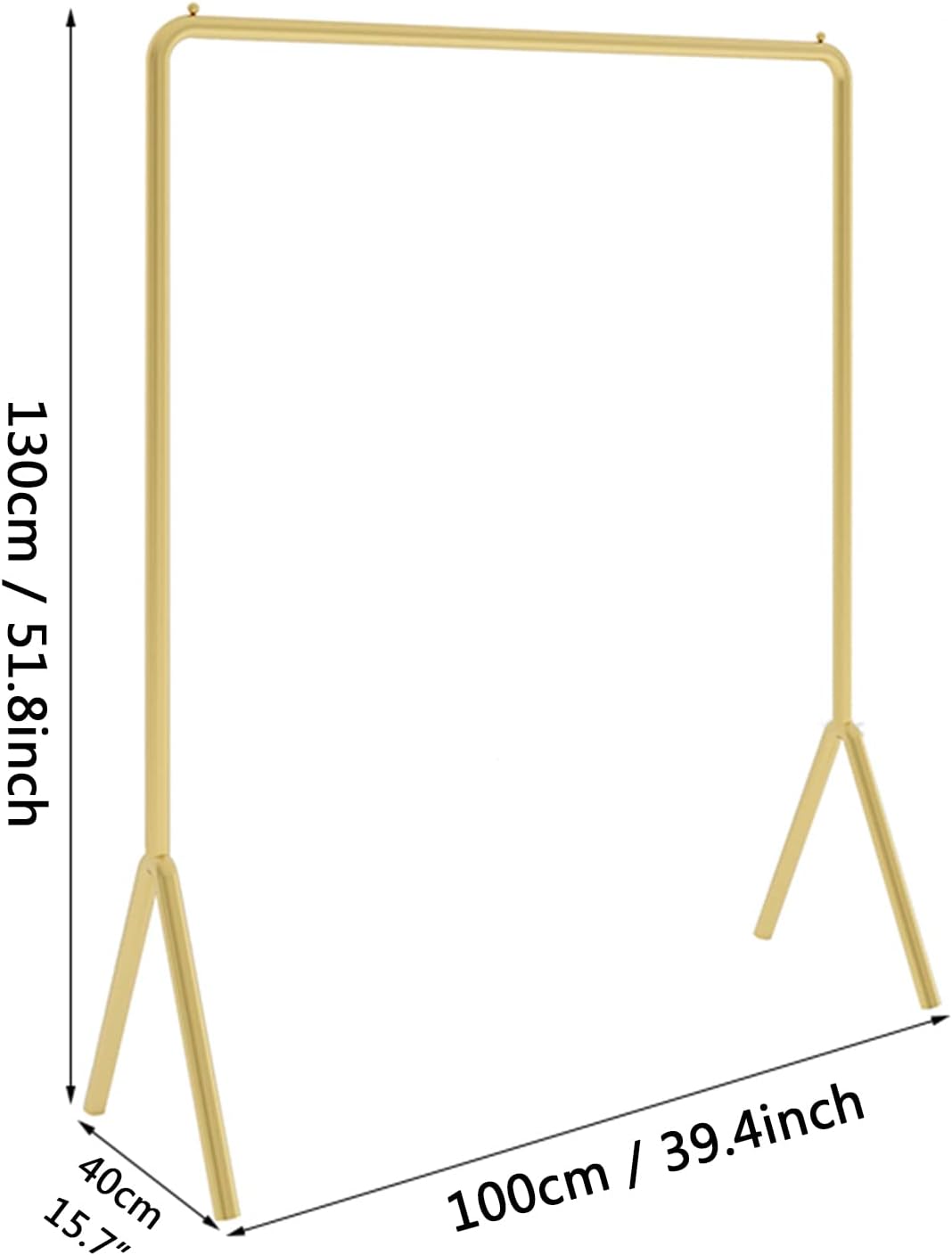 Gold Clothing Garment Rack,Simple Trending Standard Rod Display Clothing Rack,Modern Clothing Rack Free Standing Hanging Rack for Boutique Retail,Clothes St(100 * 130cm