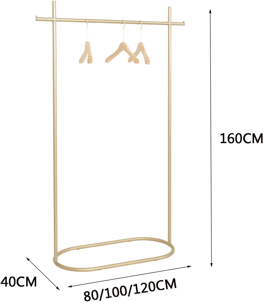 Heavy Duty Garment Rack Golden Wrought Iron Clothes Rail, Freestanding Single Rod Clothing Rack, Heavy Duty Metal Garment Rack for Bedrooms and Small Spaces (80x40x160CM)