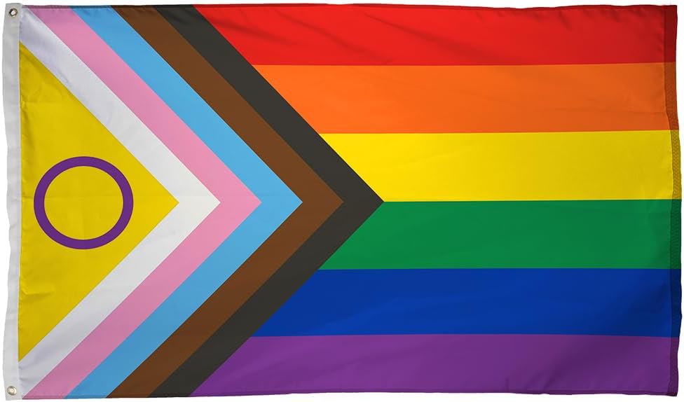 FlagSource Intersex Progress Pride Nylon Decorative Flag, Made in the USA, 5x8'
