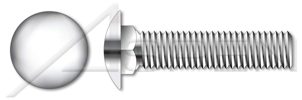 (100 pcs) M10-1.5 X 45mm, DIN 603 / ISO 8677, Metric, Carriage Bolts, Round Head, Square Neck, Full Thread, A4 Stainless Steel