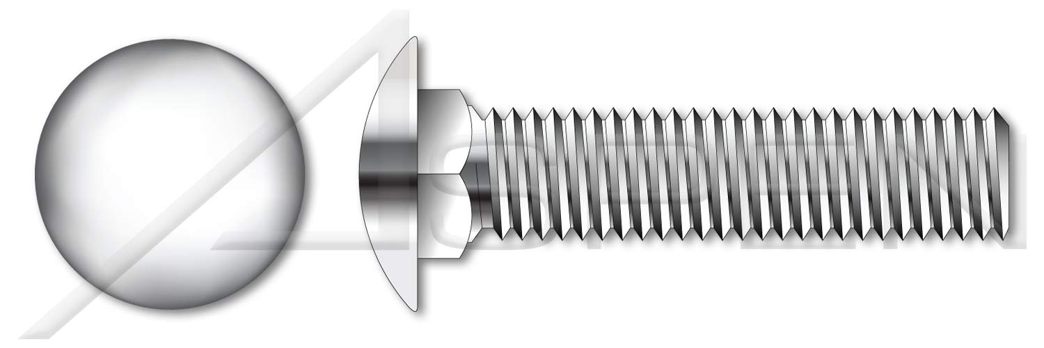 (100 pcs) M10-1.5 X 45mm, DIN 603 / ISO 8677, Metric, Carriage Bolts, Round Head, Square Neck, Full Thread, A4 Stainless Steel
