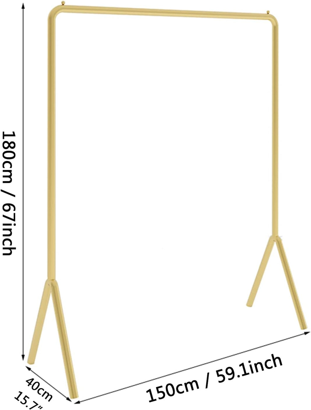 Gold Clothing Garment Rack,Simple Trending Standard Rod Display Clothing Rack,Modern Clothing Rack Free Standing Hanging Rack for Boutique Retail,Clothes St(150 * 180cm
