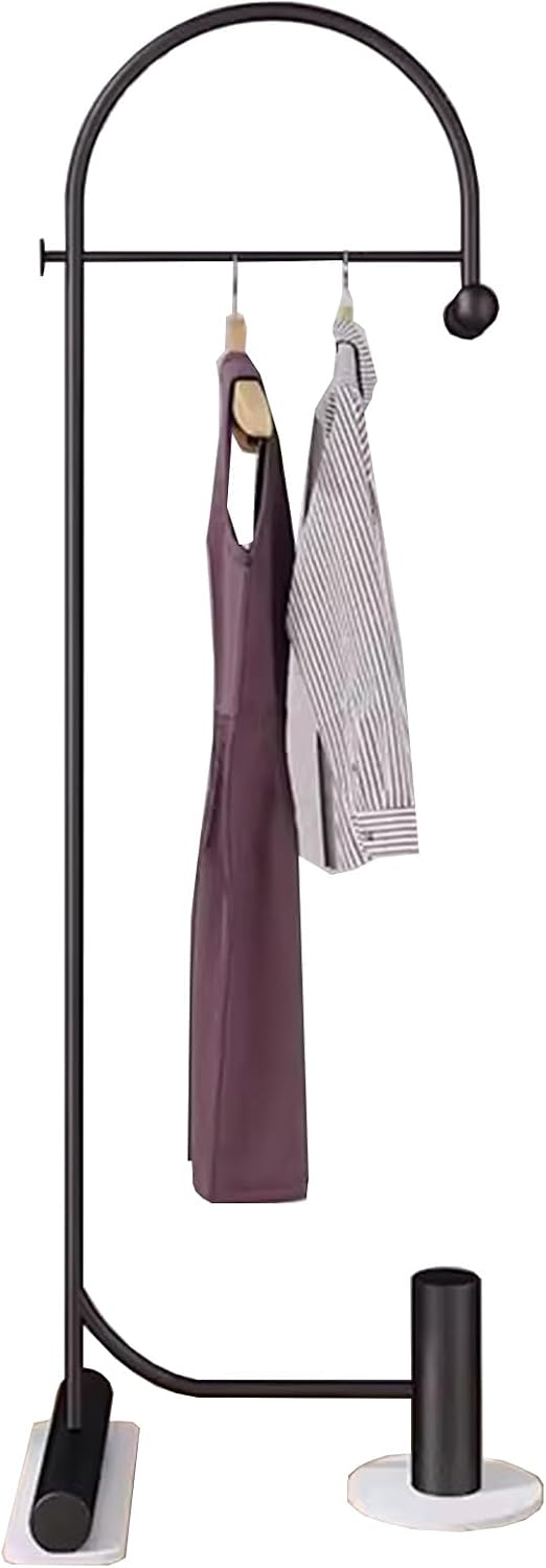 Heavy duty Garment rack Heavy Duty Clothing Rack With Marble Base, 2-in-1 Multifunctional Metal Coat Rack With 2 Hooks, Freestanding Space-saving Clothes Organizer For Bedroom And Office (Black )