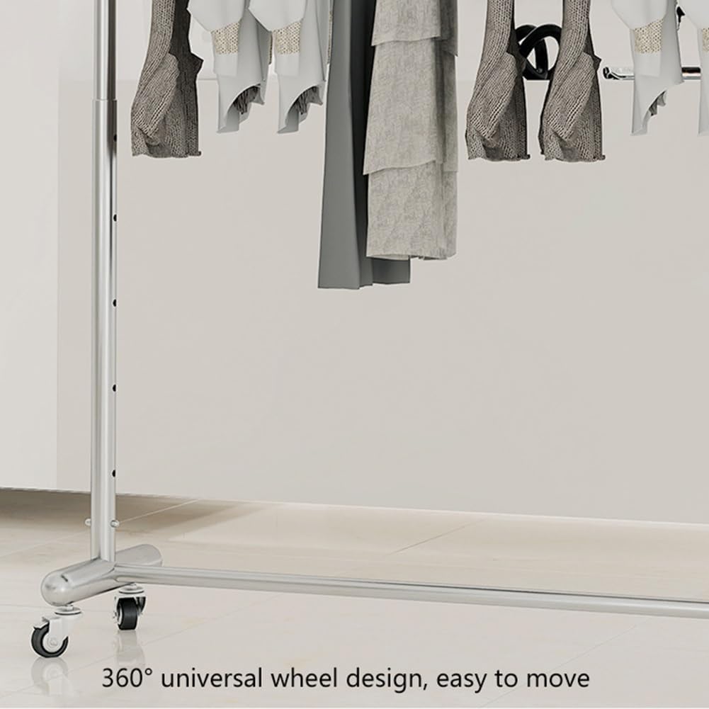 Heavy Duty Clothes Rack on Wheels, Freestanding Height Adjustable Rolling Garment Rack for Hanging Clothes, Coats, Skirts, Shirts(100cm/39in)
