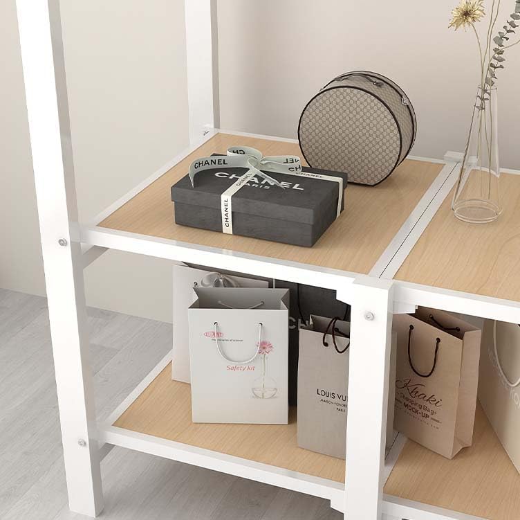 HUHJYUGE Portable Closets for Hanging Clothes, Free Standing Cloth Rack with Cover, Heavy Duty Wardrobe Metal Garment Rack, Spacious Large -Capacity Storage Space, for Bedroom Living Room