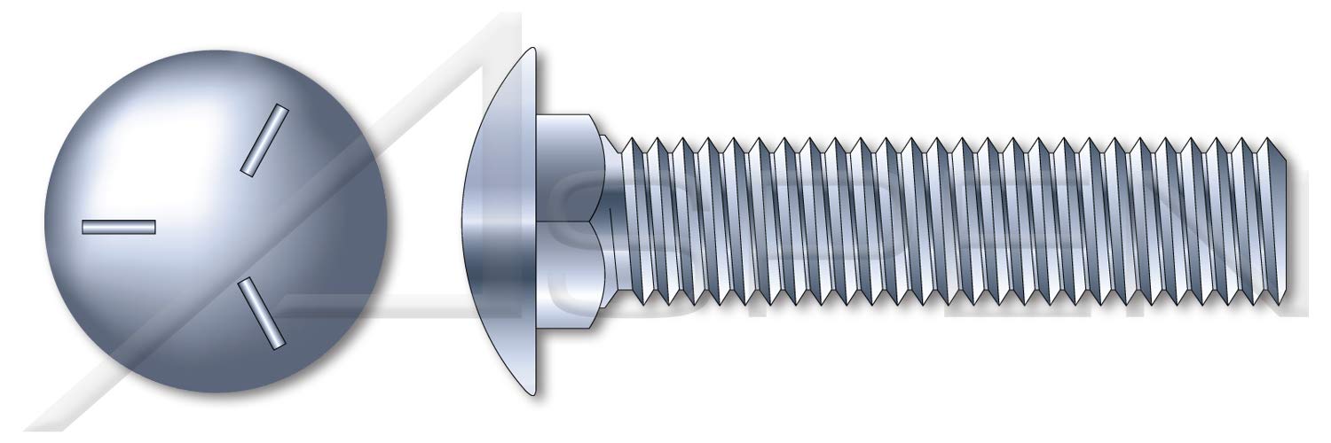 (40 pcs) 1/2'-13 X 8-1/2', Carriage Bolts, Round Head, Square Neck, Full Thread, Grade 5 Steel, Zinc
