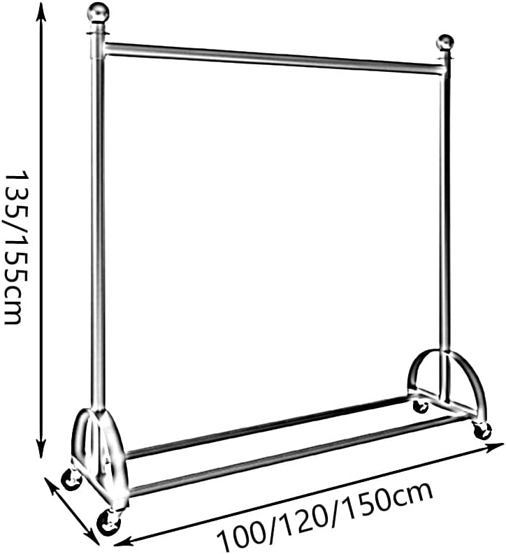Metal Garment Rack with Pulley Rolling Bottom Clothing Rack Free-Standing Retail Display Clothes Racks for Hanging Clothes Coats Skirts Shirts Sweaters (Color : Gold, Size : 100x155cm)