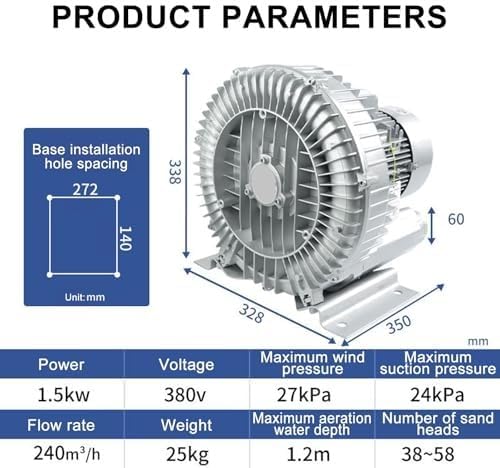 220V High-Efficiency Regenerative Blower, Vortex Vacuum Pump for Sewage Aeration & Wastewater Treatment, Industrial Air Pump for Optimal Performance