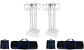 Rockville RTP33-TV Pro White Totem Stand 220 lbs DJ Speaker/Lighting/TV Mount, Detachable TV Mount, Adjustable 39-69 inch Height, Black/White Scrims, for DJs and Event Planners, 2-Piece